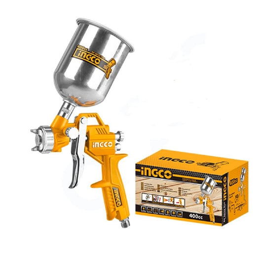 Ingco ASG4041 Air Spray Gun - 400ml Capacity, HVLP Technology, 1.5mm Nozzle, Stainless Steel, Ideal for Auto Paint