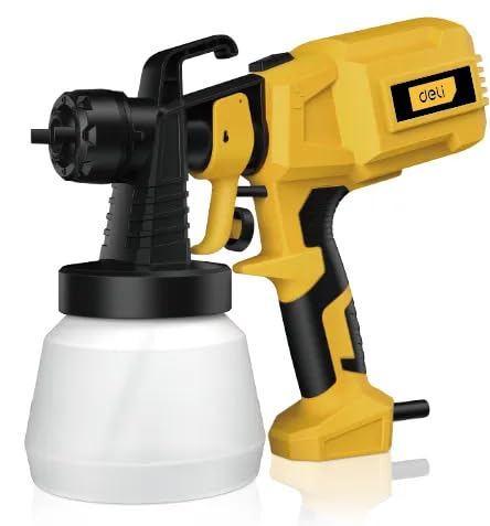 Deli DL-PQ380-E1 550W Electric Spray Gun for Home Improvement & Industrial Use Multipurpose Paint Spray Gun HVLP Sprayer (Yellow)