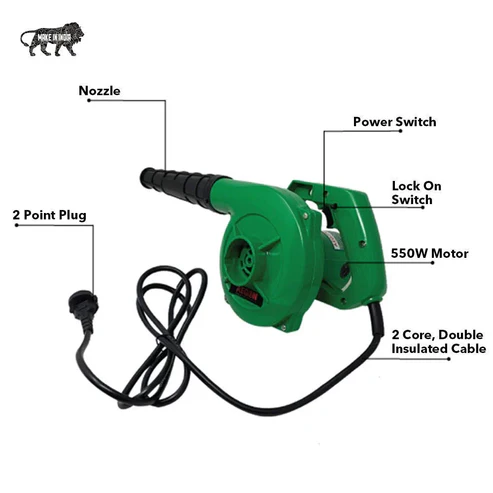 Aegon AB40 Multipurpose Electric Air Blower for Home, Office, Dust Cleaner/Garden Leaf/Trash Cleaning (550W, 3.8 m3/min, 14000 RPM, Green)
