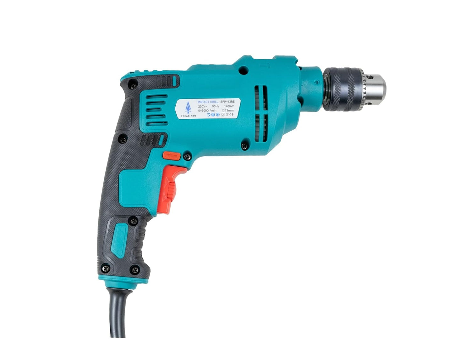 SPEAR SPP-13RE 1400W 13mm Chuck Impact Drill: Ideal for Home and Professional Applications, Copper Armature, Variable Speed, Forward/Reverse, Lock-On Switch (0-3000rpm)