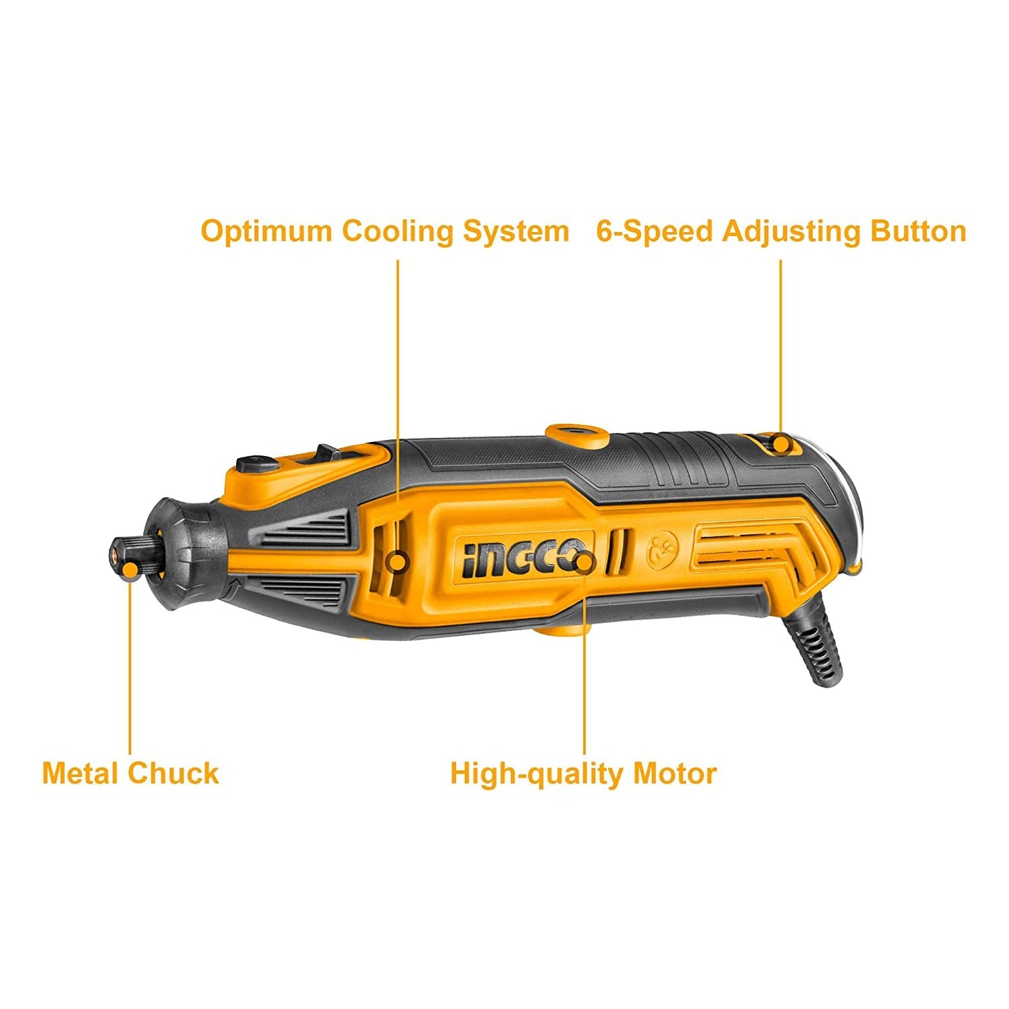 INGCO Mini Die Grinder Kit with Variable Speed MG13328 Mini Die Grinder, 130W, 3.2mm disc dia, 35000 Rpm - 110 Accessories Rotary Tool (3.2 mm)