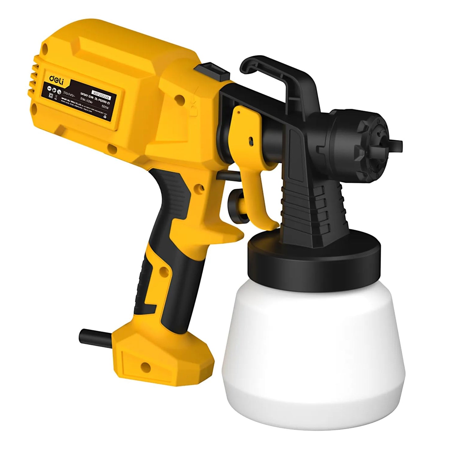 Deli DL-PQ380-E1 550W Electric Spray Gun for Home Improvement & Industrial Use Multipurpose Paint Spray Gun HVLP Sprayer (Yellow)