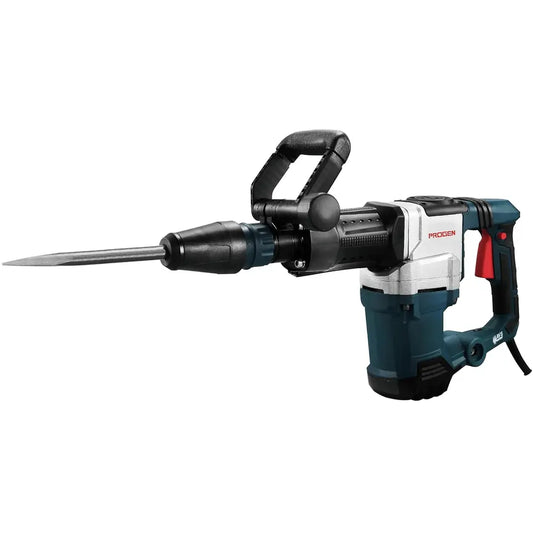 PROGEN 9544-HG 11kg Heavy Duty Breaker/Demolition Hammer/Concrete Breaker with Pointed and Flat Chisel Bits (1700W, 20-55J, 900-2000bpm, 18mm Max Drill Chuck)