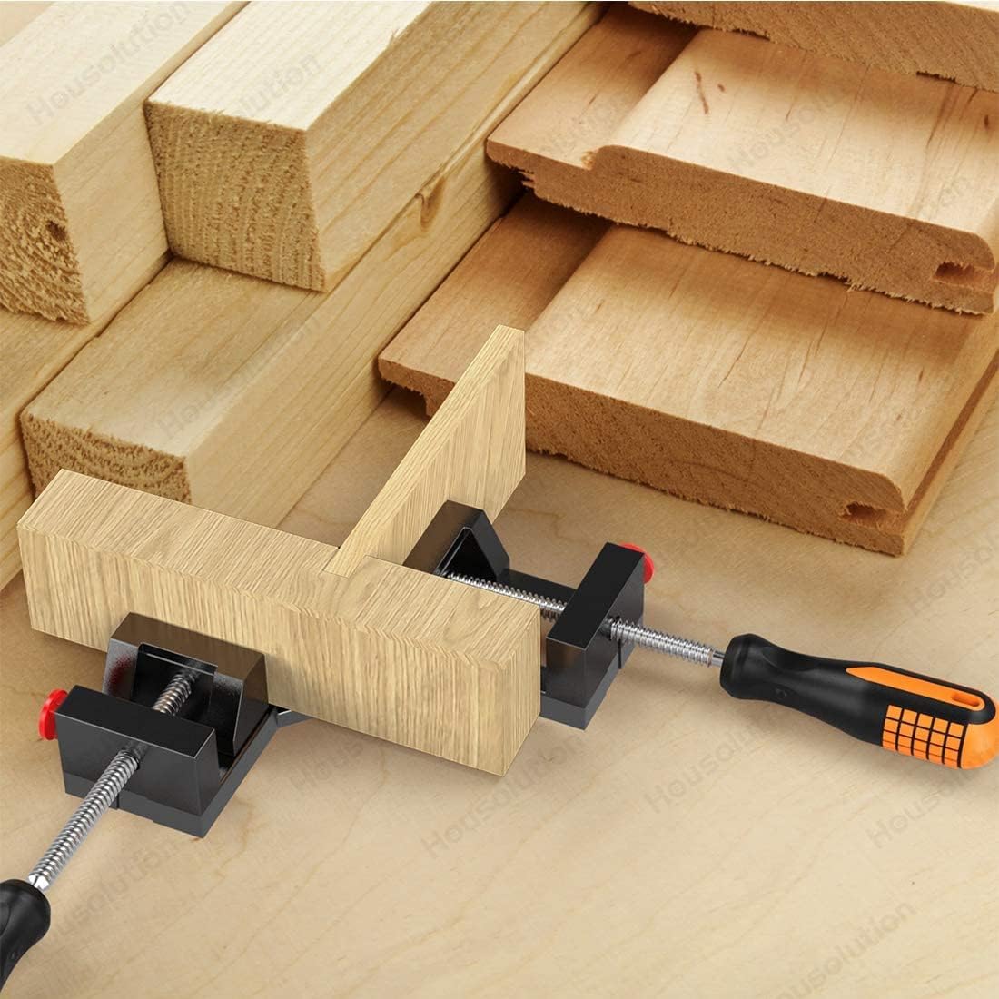 MAF Double Handle 90° Corner Clamp Double Hand Quick Release Button 90 Degree Clamping Tool For Wood Working, Welding & Photo Framing (70mm Jaw Width, 65mm Jaw Opening)