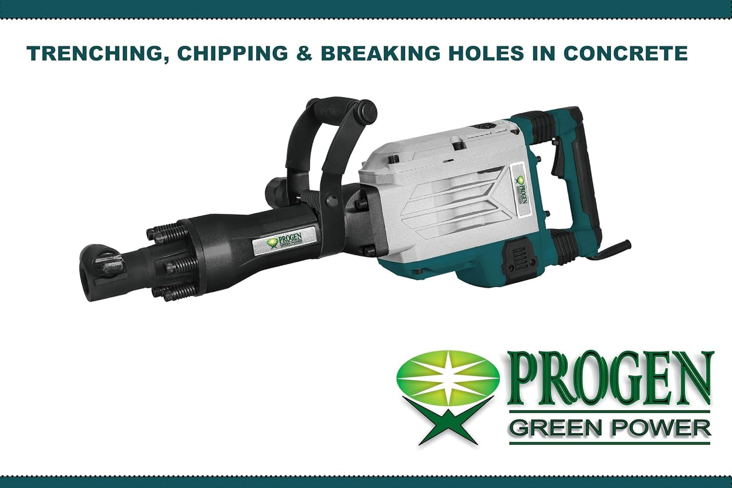 PROGEN 9591-HG 18.5kg Heavy Duty Professional Breaker/Demolition Hammer/Concrete Breaker For Chipping/Demolition (1800W, 60J, 0-1800bpm, 30mm Max Drill Shank)