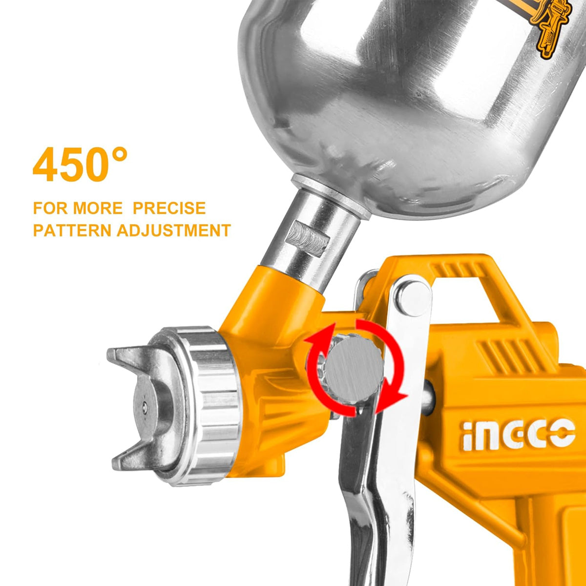 Ingco ASG4041 Air Spray Gun - 400ml Capacity, HVLP Technology, 1.5mm Nozzle, Stainless Steel, Ideal for Auto Paint