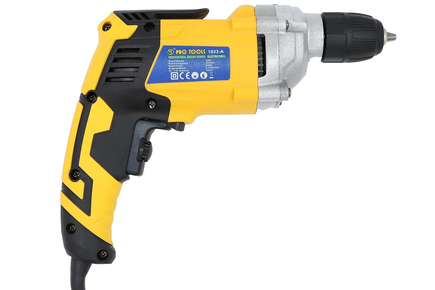 PRO TOOLS 1023-A, 10mm, 600W Impact Electric Drill Machine, Copper Armature, 10mm Keyless Auto Chuck, 3200 RPM, 2 Mode Selector, Forward/Reverse with Variable Speed with 13 Pieces Bits