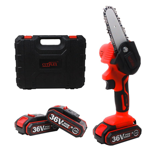 CUTFLAX Battery Powered Cordless Chainsaw - 36V Battery, 4inch,  Multipurpose, Gardening, Wood Working