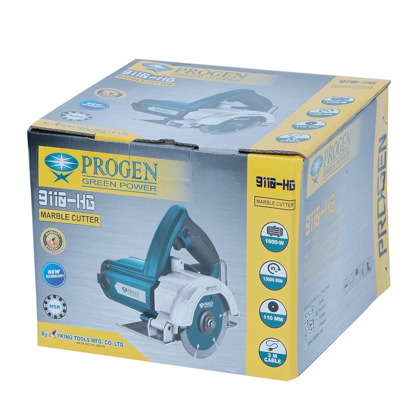 Progen 110mm 1600 Watt 13000 RPM Marble Cutter with 3 meter Wire 9110 HG