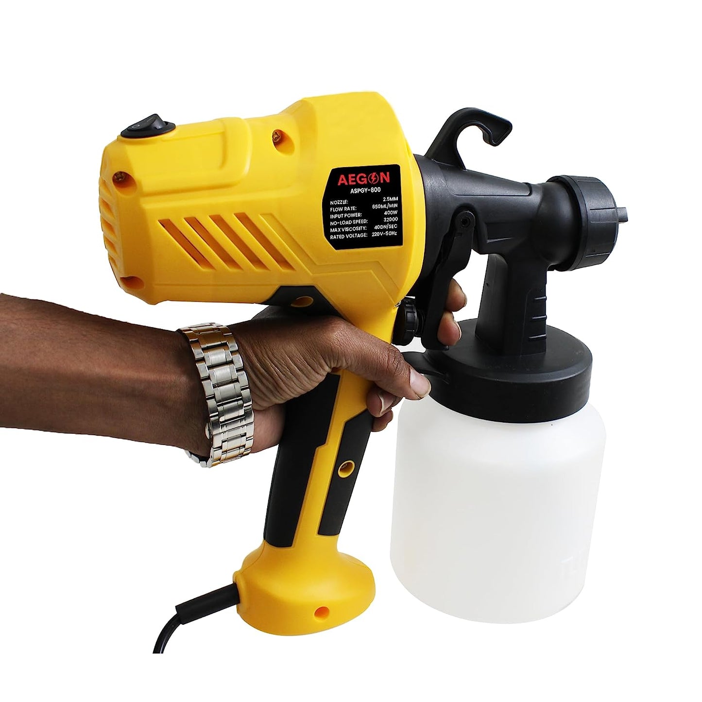 Aegon APSG-800 Multipurpose Electric Paint Spray Gun / Paint Sprayer (400W | 2.5mm Nozzle | 800 Ml Capacity | 1-3 MPa | 22000 RPM | 100 din/sec Viscosity)