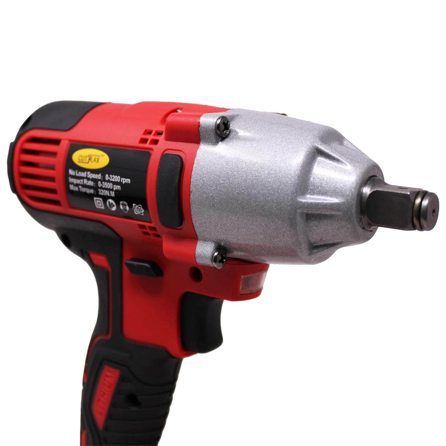 CUTFLAX 68V 6Ah Cordless Lithium-Ion Impact Driver/Wrench, Brushless Motor with 3Pcs Sockets, 2 Batteries, 1 Charger (Impact Rate 3500pm, Torque 320Nm, 3200Rpm)