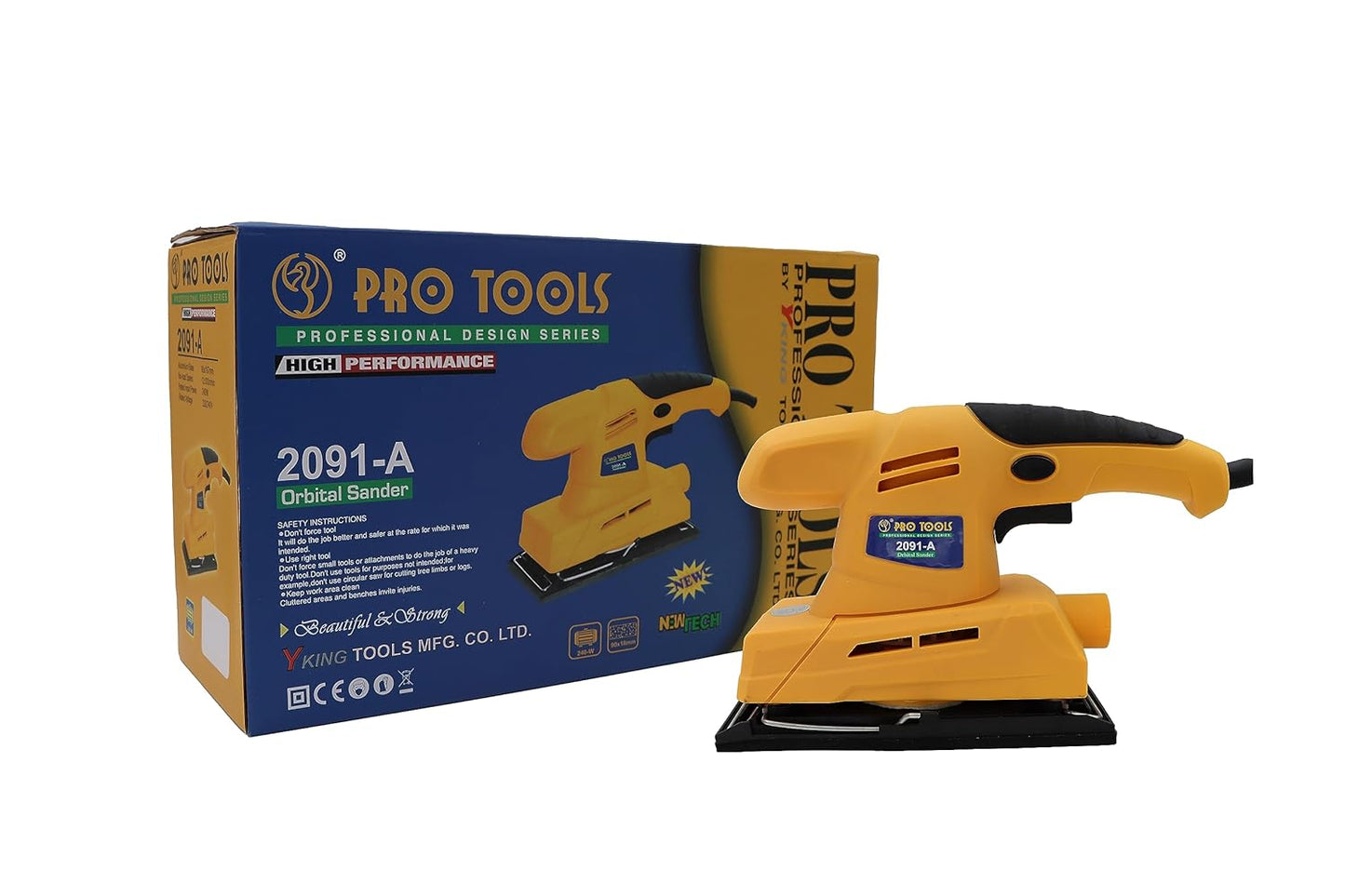 PRO TOOLS 2091-A, 240W, 12000 RPM, 90x187mm Aluminium Base Corded Electric Orbital Sander