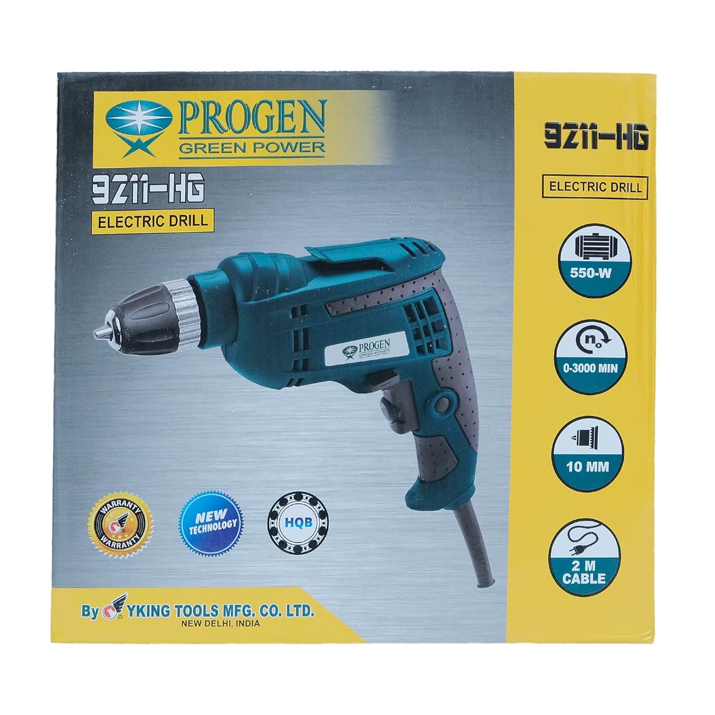Progen 10mm 550 Watt 3000 RPM Keyless Chuck Electric Drill Machine 9211-HG