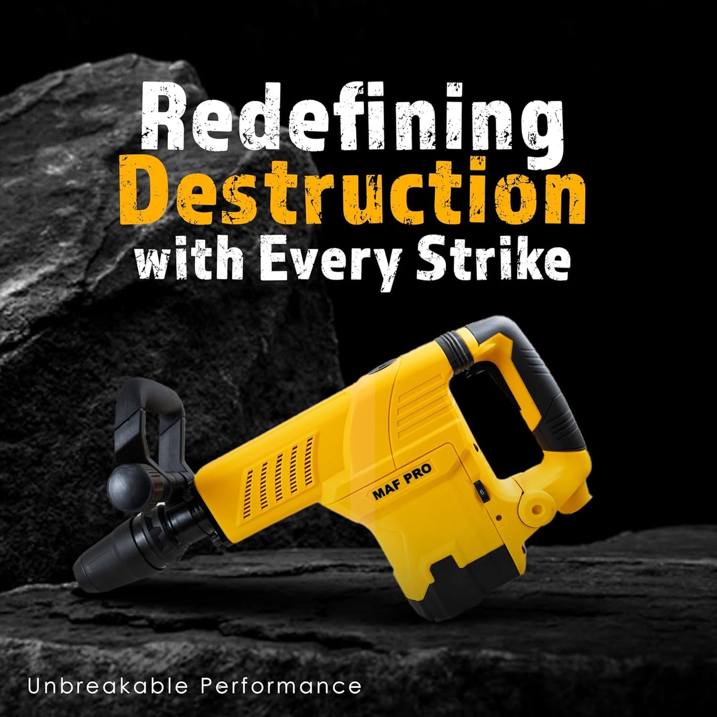 MAF PRO DBH180056 11kg Heavy Duty Professional Breaker/Demolition Hammer/Concrete Breaker with Pointed and Flat Chisel Bits For Chipping/Demolition (1800W, 0-27J, 0-2000bpm)