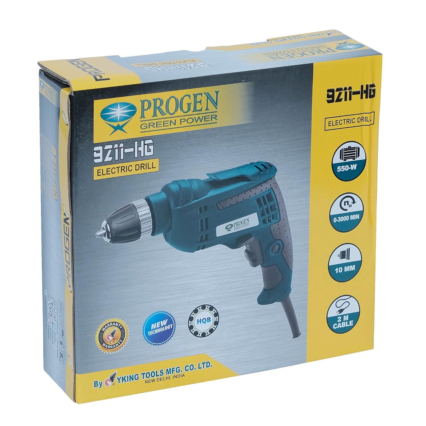 Progen 10mm 550 Watt 3000 RPM Keyless Chuck Electric Drill Machine 9211-HG