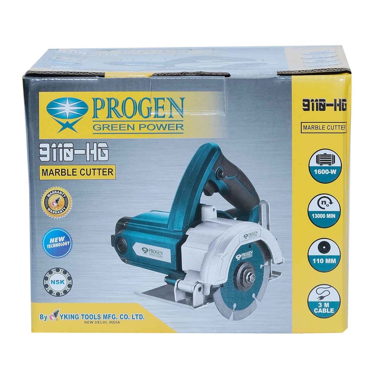 Progen 110mm 1600 Watt 13000 RPM Marble Cutter with 3 meter Wire 9110 HG
