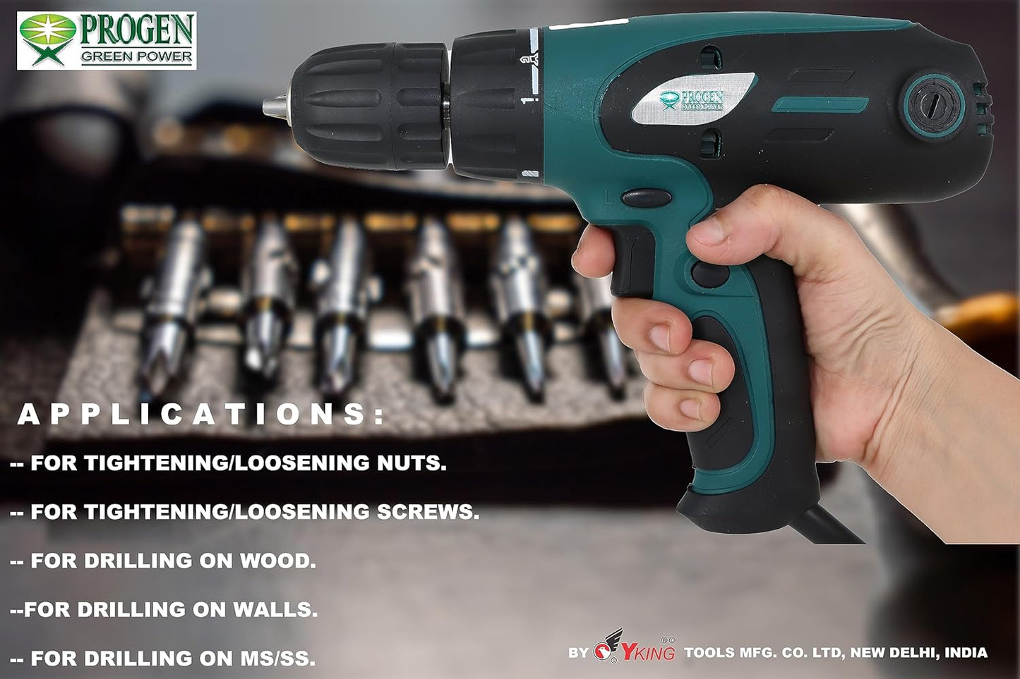 PROGEN 9210-HG Professional 450W Power Drill Machine with Reversible Variable Speed - Screwdriver Pistol Grip Drill (10 mm Chuck Size)