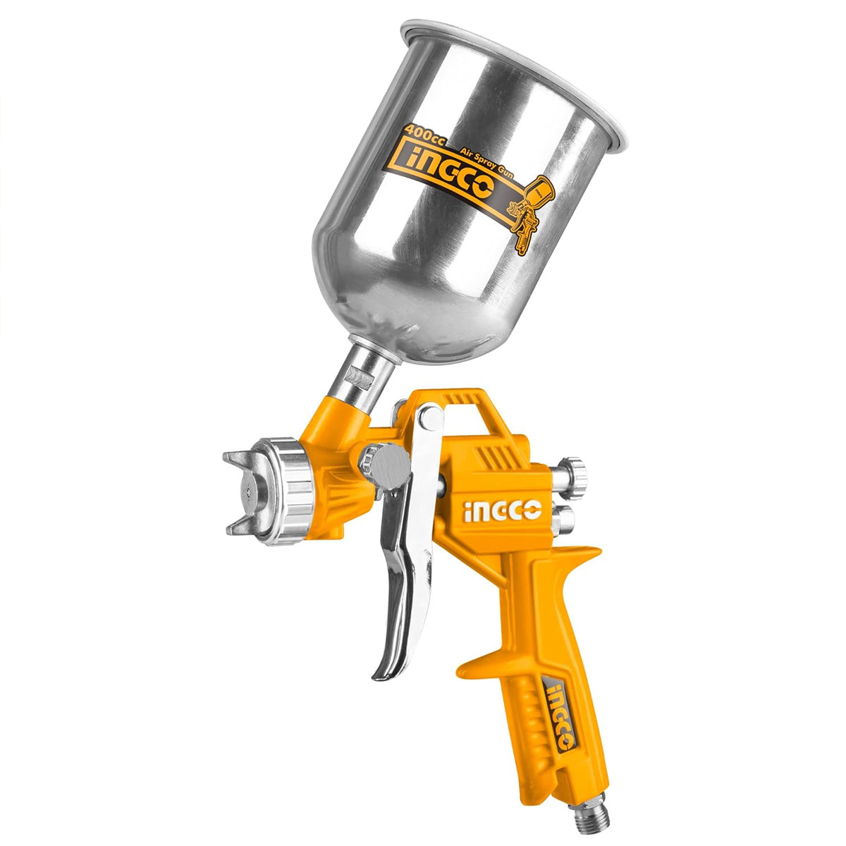Ingco ASG4041 Air Spray Gun - 400ml Capacity, HVLP Technology, 1.5mm Nozzle, Stainless Steel, Ideal for Auto Paint