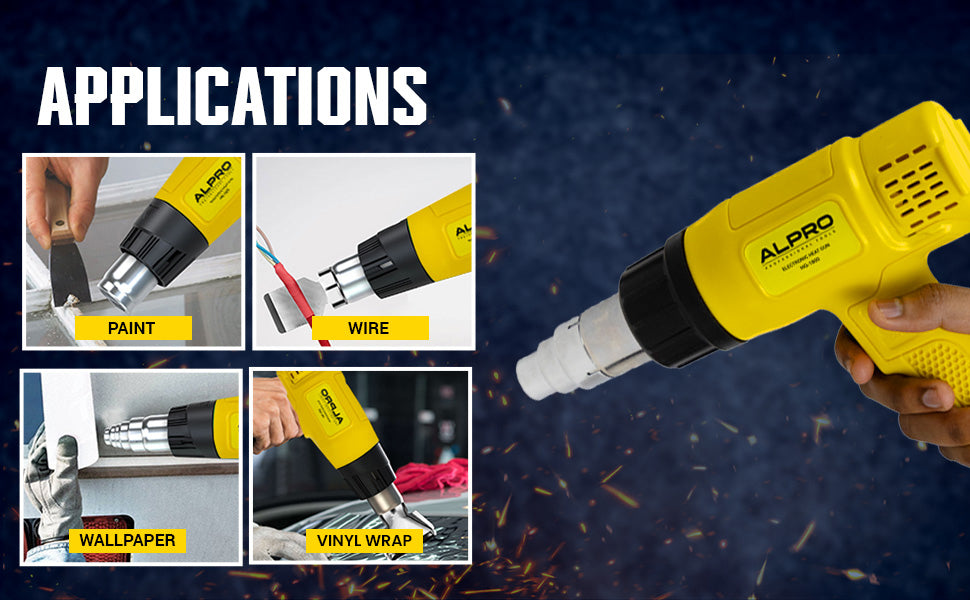 ALPRO 1800W Hot Air Heat Gun with Dual Temperature (350°C|550°C) for Shrink Wrapping, Packing, Paint Removal, Industrial Applications