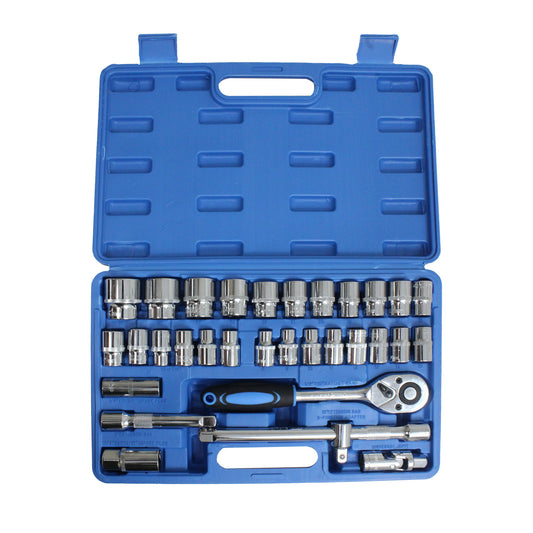 Aegon SS-32 1/2" 32 Pieces Heavy Duty 12 Point Combinational Ratchet Socket Wrench Spanner Tool Chrome Vanadium Hand Tool Kit For Repairing Work, DIY, Auto Repairs Car & Bike