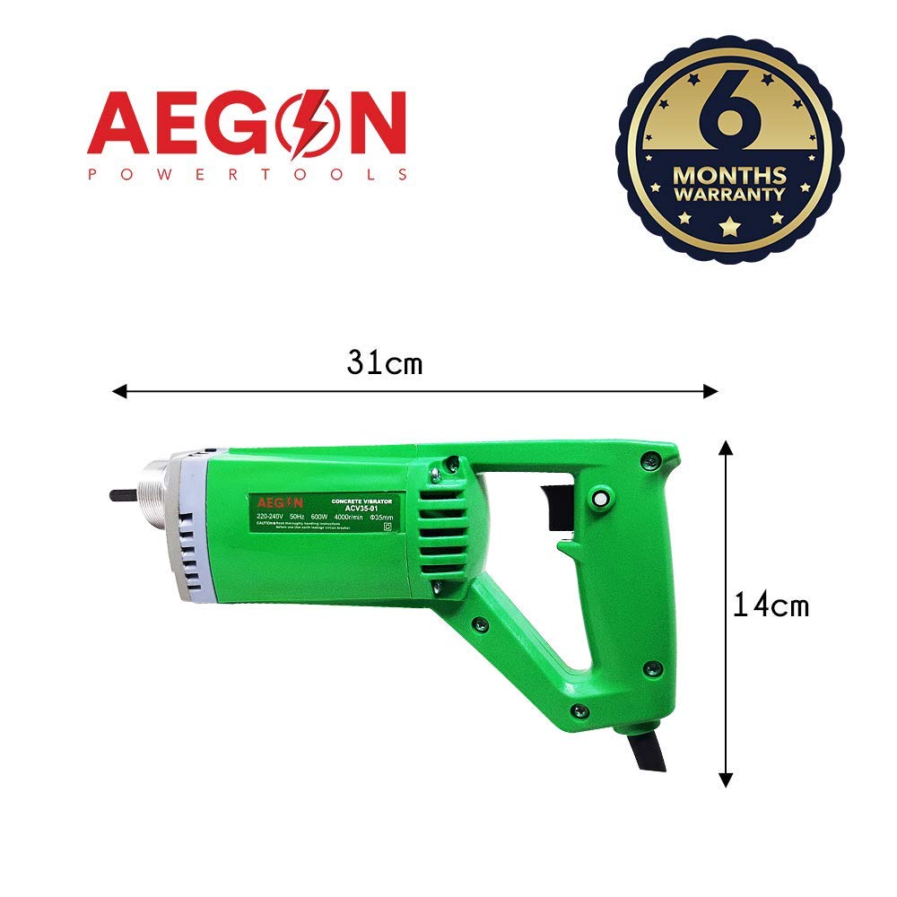 Aegon Acv3501 Handheld Concrete Vibrator/Cement Soil Mixer with 1.5 meter Needle For Construction (600 W, 35mm, Green)