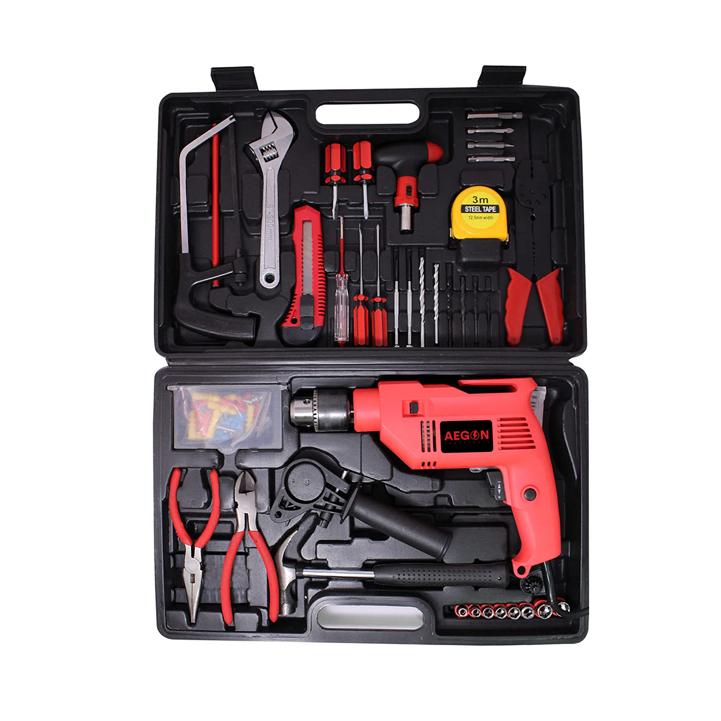 Aegon ADM-13 MM - 650W-800W Impact Drill Machine or Screwdriver & Kit with 121 Accessories