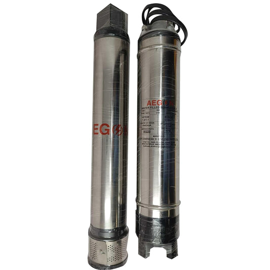 Aegon HydroMax Series 1.5 HP Borewell Submersible Pump, Water Filled, 15 Stage, 75mtrs Head, 9000 LPH