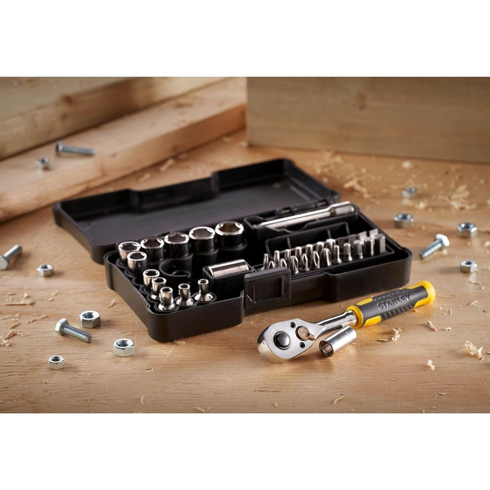 Stanley STMT82672-0-12 Chrome Compact Socket Set, 1/4", Silver (37pcs)