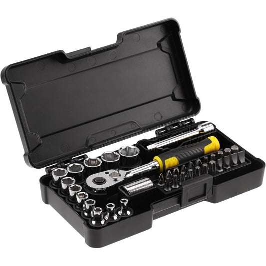 Stanley STMT82672-0-12 Chrome Compact Socket Set, 1/4", Silver (37pcs)