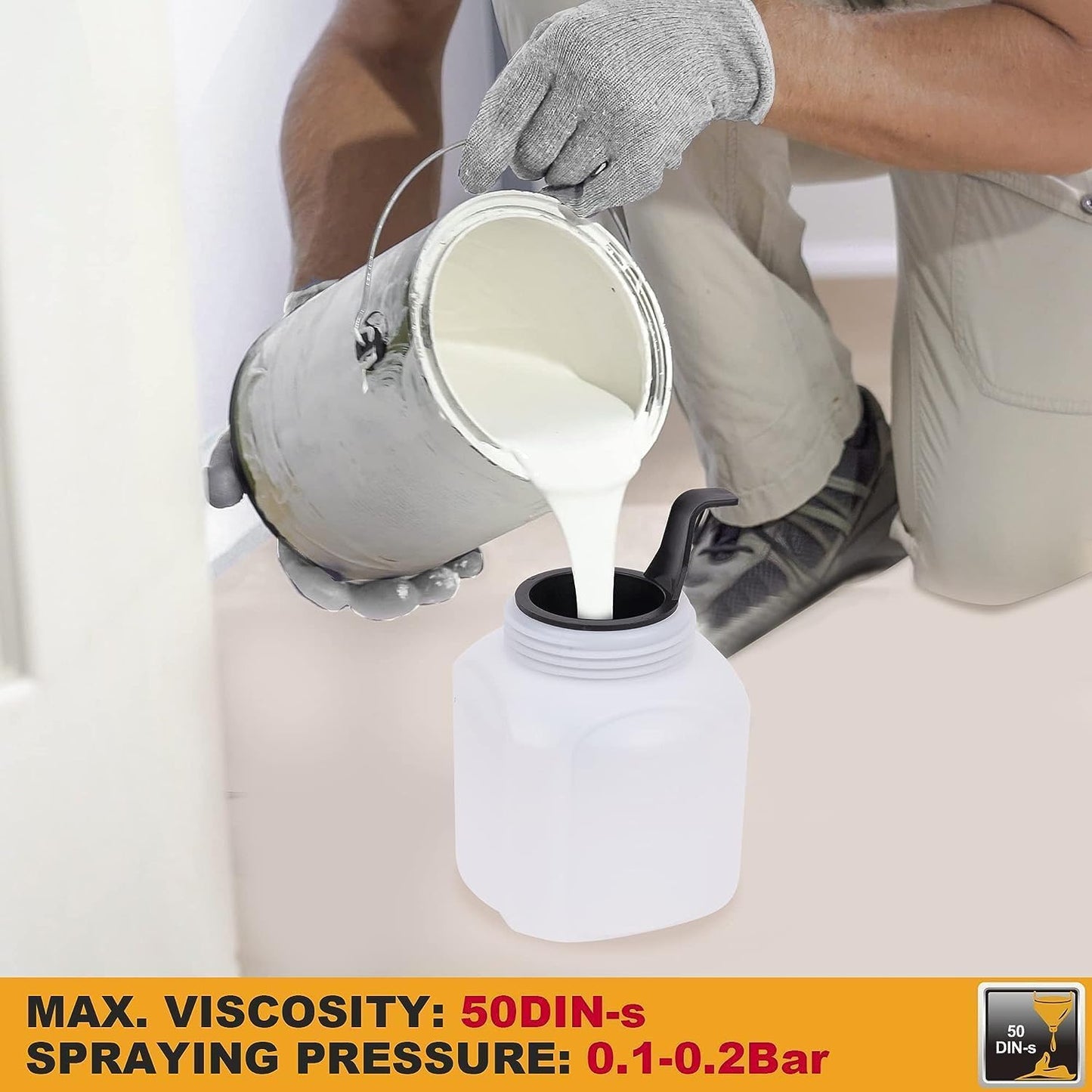 INGCO SPG3508 Electric Paint Spray Gun Matte Finish 450 Watt with Viscosity Measuring Cup 800 ml Capacity for Home Improvement & Industrial Use (Orange, 1 Set)
