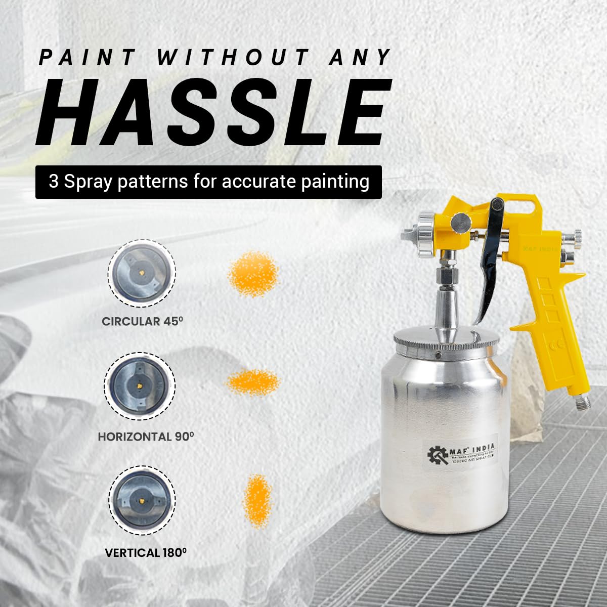MAF PRO ASG1001 Air Spray Gun, 1000ml Capacity | 1.5mm Nozzle Stainless Steel | 3-4 Bar Pressure | Suitable for Base Coat Spray Gun for Auto Paint