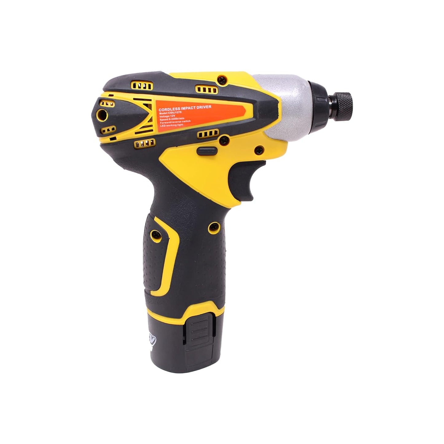 MAF PRO CIDLI1270 12V Li-ion Reversible Variable Speed Cordless Screwdriver/Impact Drill Driver with 6 Screwdriver Bits & 1 Bit Holder, Yellow