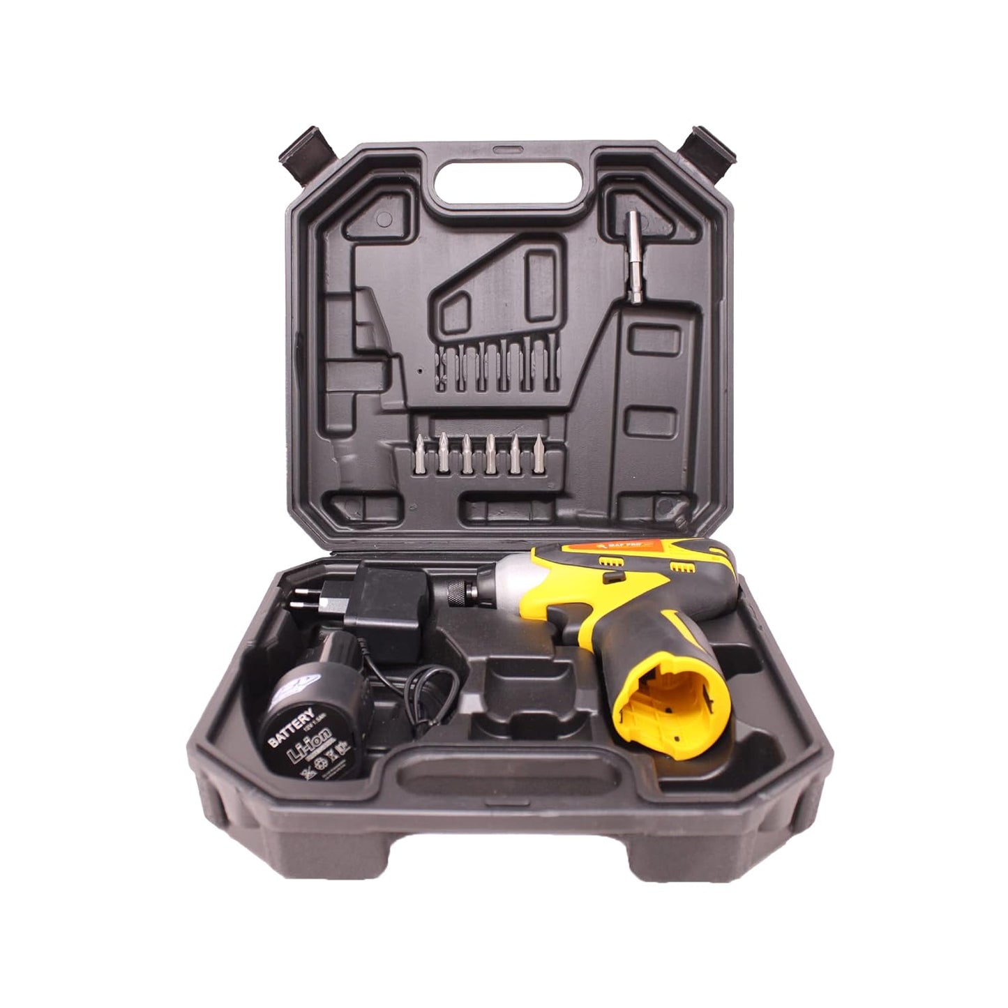 MAF PRO CIDLI1270 12V Li-ion Reversible Variable Speed Cordless Screwdriver/Impact Drill Driver with 6 Screwdriver Bits & 1 Bit Holder, Yellow