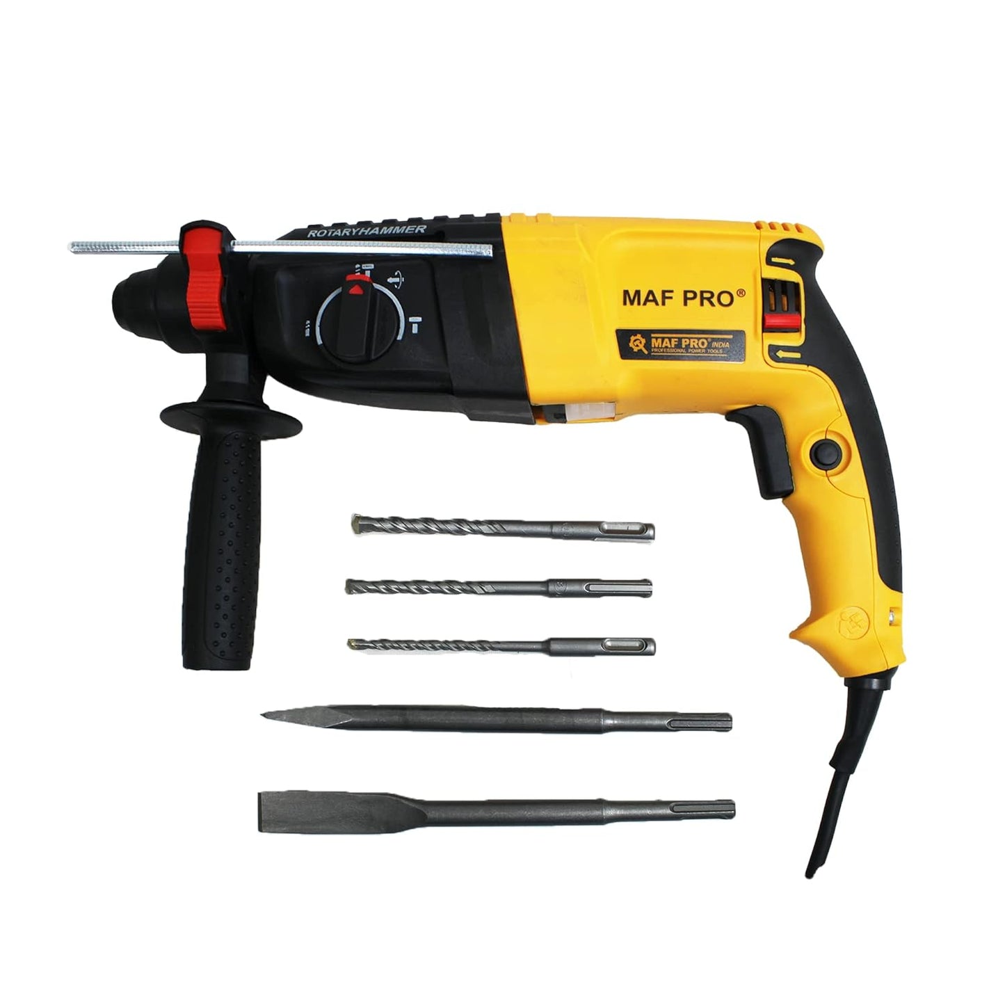 MAF PRO MRH8008 850W 900 RPM 26mm Heavy Duty Variable Speed Reversible Rotary Hammer Drill For Hammering, Drilling & Chiseling on Wood, Metal, Concrete (900Rpm, 4000/min Impact Rate)