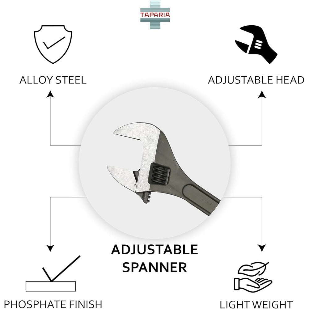 AEGON Taparia 255mm/10 inch Single Sided Phosphate Finish Adjustable Spanner Wrench