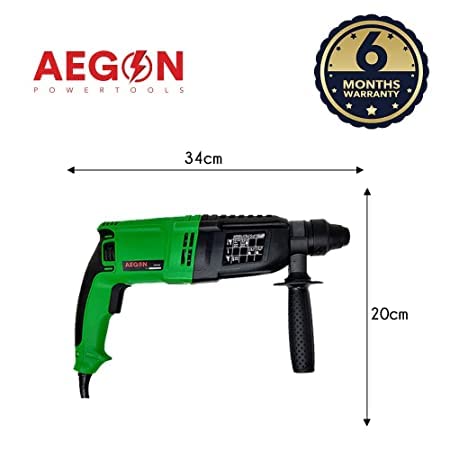 Aegon Ahd263 - 850W Heavy-Duty 26mm Variable Speed Reversible Rotary Hammer Drill With 5 Bits (Hammering, Drilling & Chiseling on Wood, Metal, Concrete)