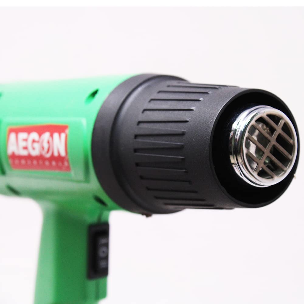 Aegon AHG-1800 - पेशेवर दोहरी तापमान वाली हीट गन/हॉट एयर गन (दोहरी तापमान 350 °C | 550 °C, 1800W, हरा)