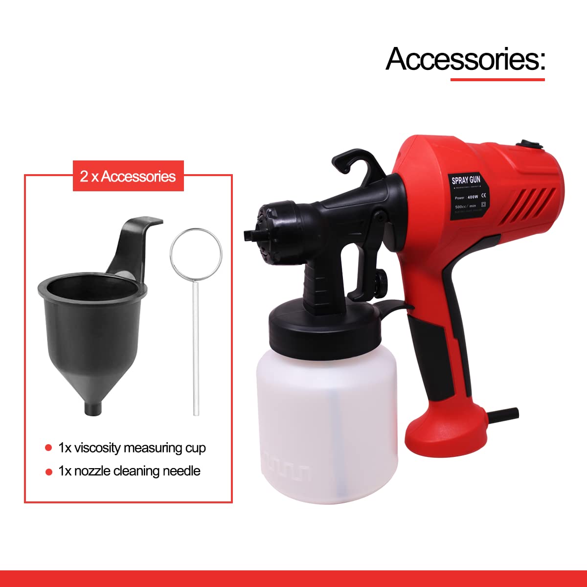 Aegon APSG-800 Multipurpose Electric Paint Spray Gun / Paint Sprayer (400W | 2.5mm Nozzle | 800 Ml Capacity | 1-3 MPa | 22000 RPM | 100 din/sec Viscosity)