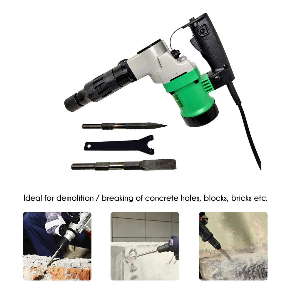 Aegon AH810 - Heavy Duty Professional 5Kg Demolition Hammer/Concrete Breaker (900W, 2900Bpm, 17Mm, Green)