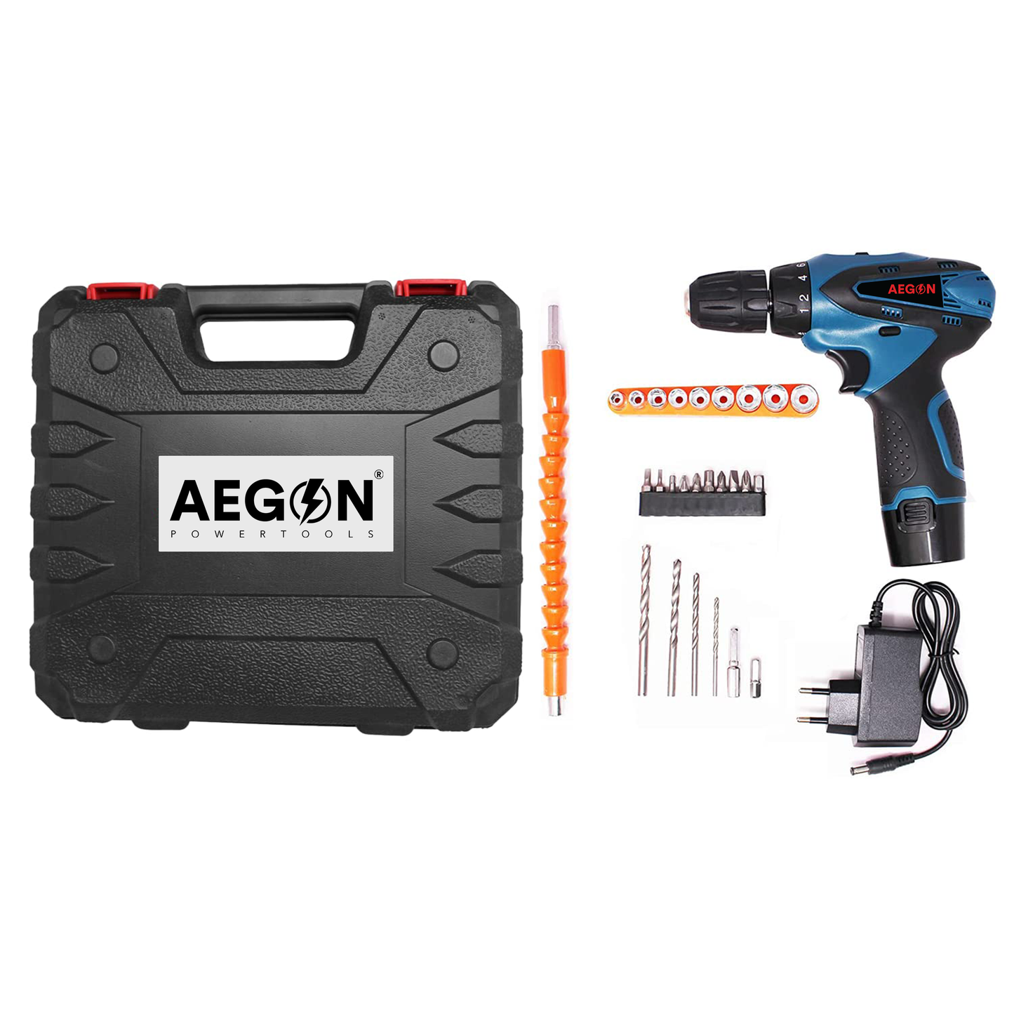 Aegon Professional ACS12V - 10mm रिवर्सिबल/वैरिएबल स्पीड कॉर्डलेस स्क्रूड्राइवर (30 पीस टूल किट)