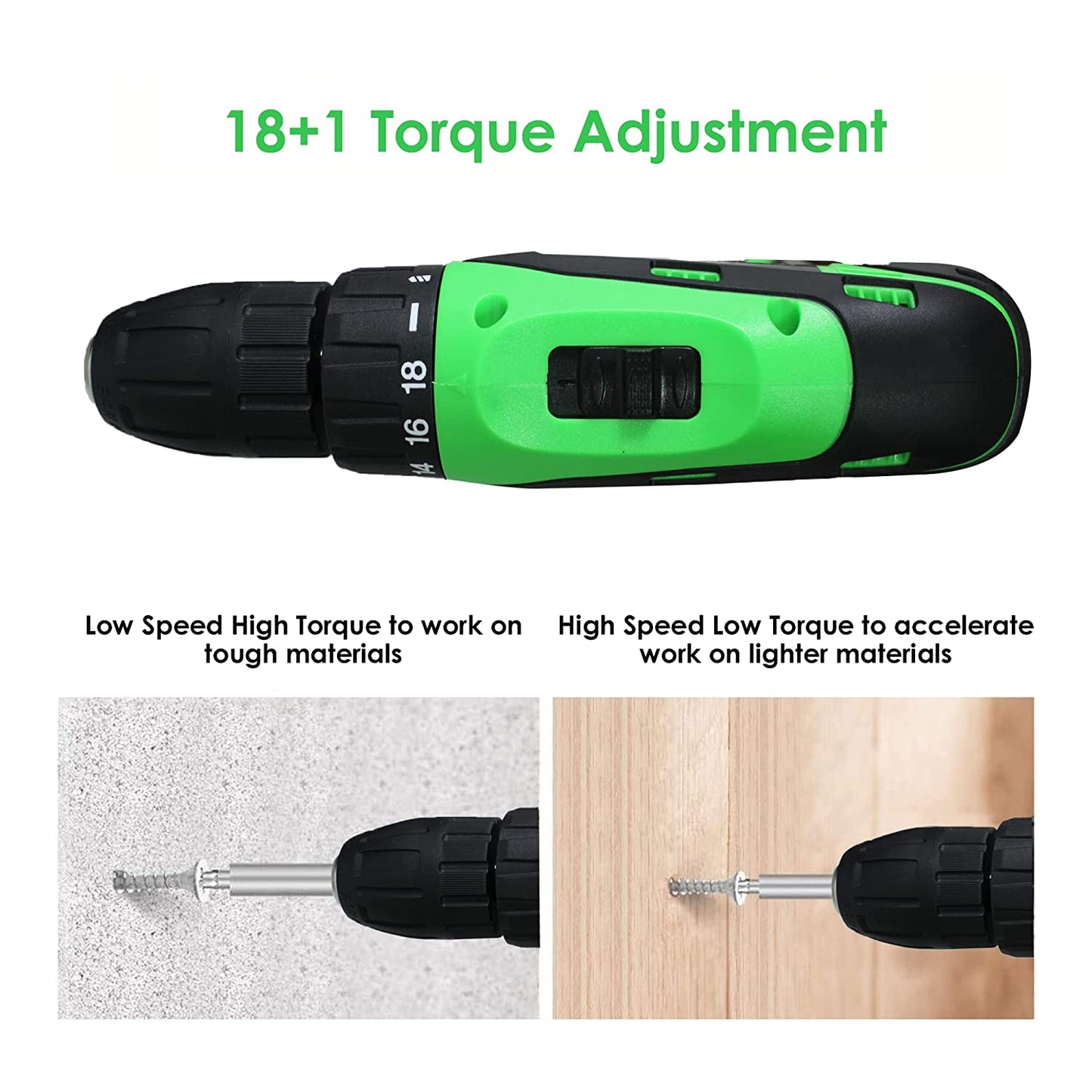 AEGON ACS 12V Green 10mm 12V Reversible Variable Speed Cordless Screwdriver with 2 Batteries & 30 Pc Tool Kit Cordless Drill (10 mm Chuck Size)