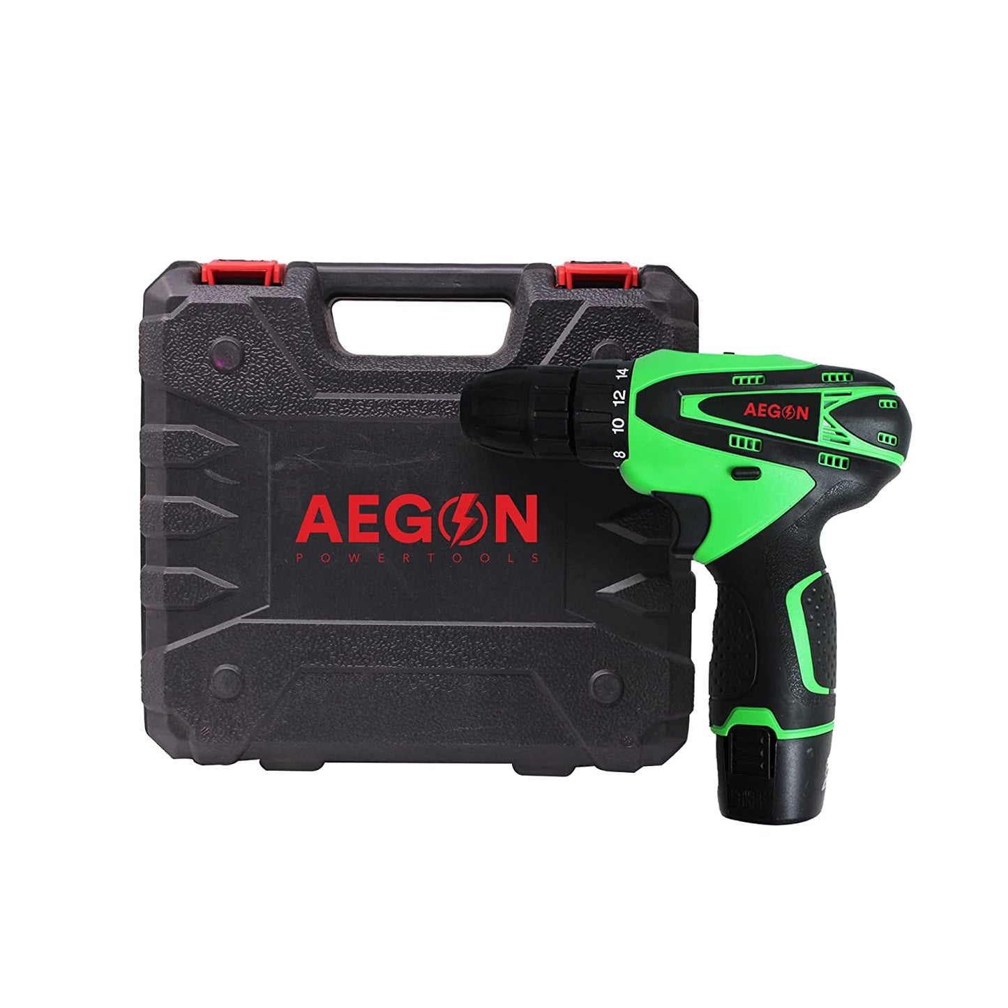 AEGON ACS 12V Green 10mm 12V Reversible Variable Speed Cordless Screwdriver with 2 Batteries & 30 Pc Tool Kit Cordless Drill (10 mm Chuck Size)