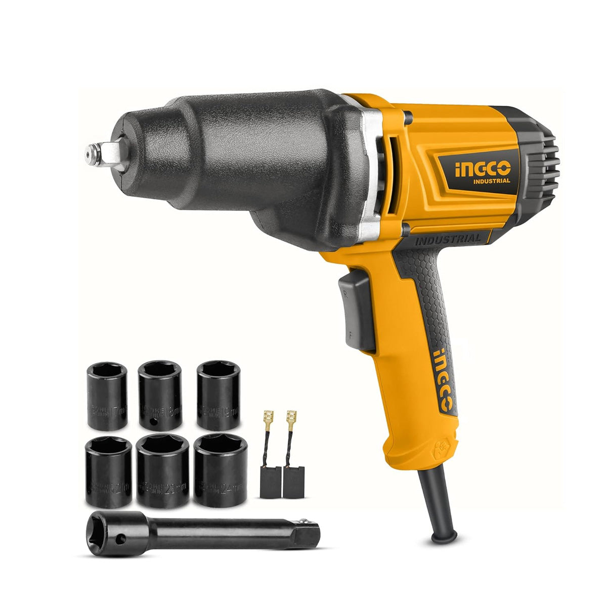 Ingco IW 10508 1/2'' Electric Impact Wrench Kit - 1050W Motor, 550N.M Torque, Aluminum Gear Box, 6 Sockets, Ergonomic Design