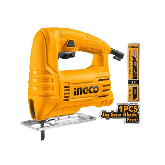 Ingco JS400285 Corded Jigsaw with 400W Motor - Variable Speed, Bevel Cutting, and Dust Removal System for Precision DIY and Professional Woodworking