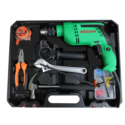 Aegon ADM13 Pro - 13MM Electric Impact Drilling Machine Kit with 115 Pieces Tools, Tool Box and Accessories (800W)