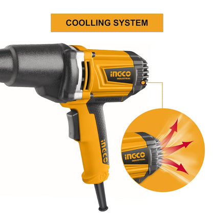 Ingco IW 10508 1/2'' Electric Impact Wrench Kit - 1050W Motor, 550N.M Torque, Aluminum Gear Box, 6 Sockets, Ergonomic Design