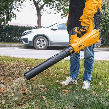Ingco CABLI20408 20V Li-ion Leaf Blower | Cordless Handheld Sweeper with Variable Speed - Includes 2 Batteries & Charger