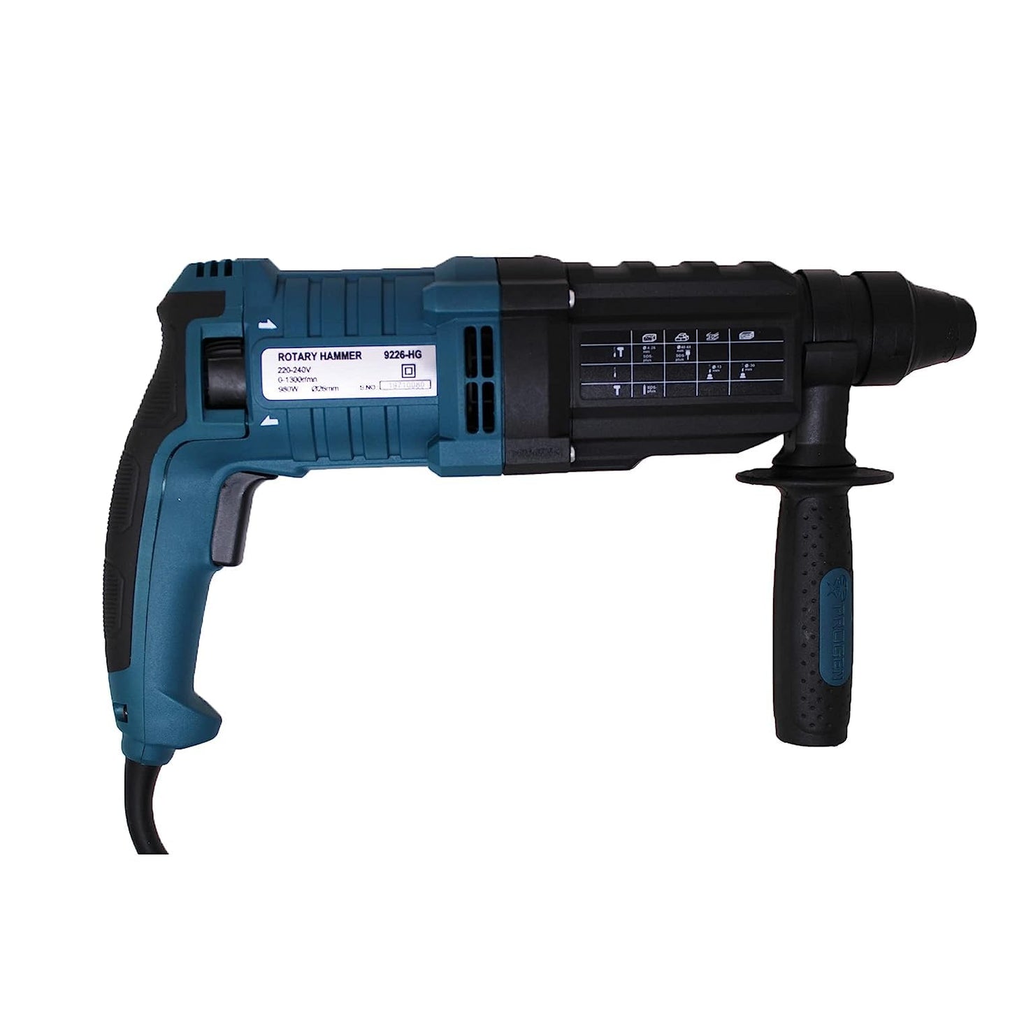 PROGEN 9226HG 980W Heavy Duty 26mm Rotary Hammer Drill, Variable Speed Reversible Function with 5 Bits For Hammering, Chiseling on Wood, Metal, Concrete (1300 Rpm)
