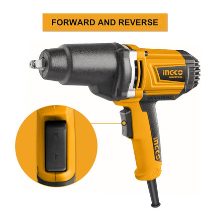 Ingco IW 10508 1/2'' Electric Impact Wrench Kit - 1050W Motor, 550N.M Torque, Aluminum Gear Box, 6 Sockets, Ergonomic Design