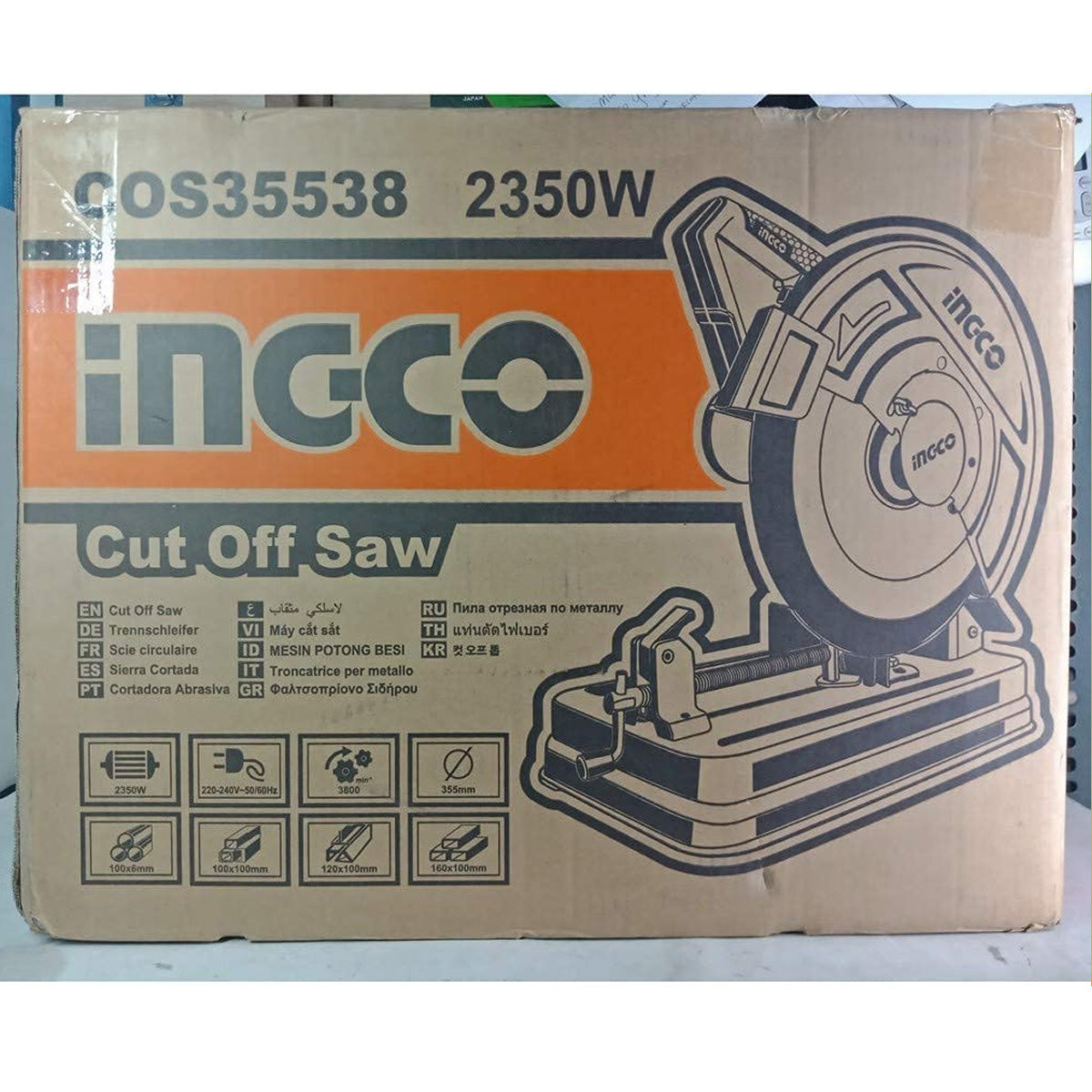 Ingco 355mm 2350W COS35538 Cut Off Saw - Powerful Corded Electric Tool for Precise Construction Cuts